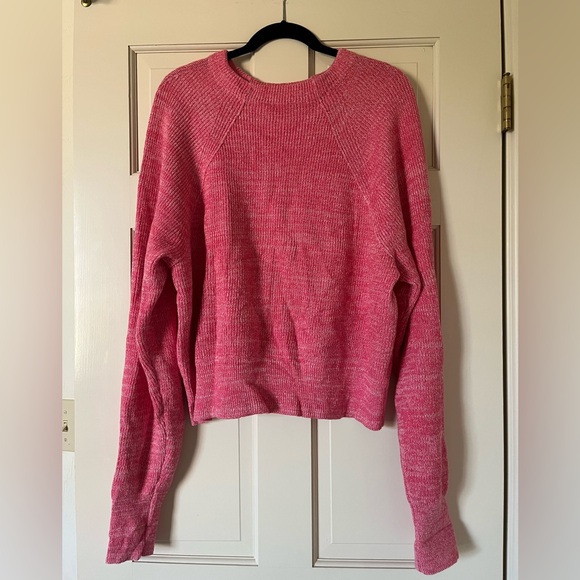 Free People Women’s Too Good Pink Pullover Knit Sweater Barbiecore Size L - Picture 2 of 11